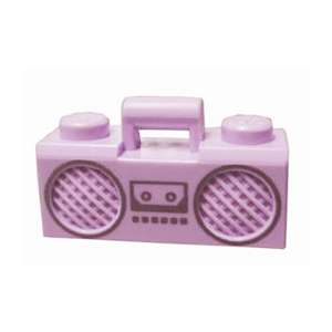 Radio Boom Box con impugnatura con lettore di cassette argento, pulsanti e motivo con altoparlanti bordati