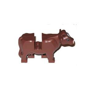 Mucca con muso rosa e motivo a macchie bianche sulla testa