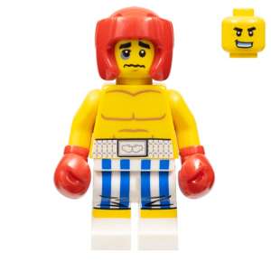 Boxer, Black Eye, Blue and White Striped Trunks