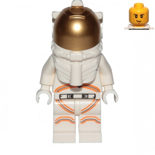 Astronaut - Male, White Spacesuit with Orange Lines, Smirk, Cheek Lines, Black and Dark Tan Eyebrows