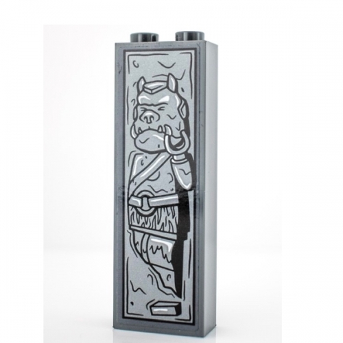Brick 1 x 2 x 5 with Gamorrean Guard in Carbonite Pattern (Sticker)