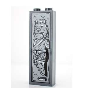 Brick 1 x 2 x 5 with Gamorrean Guard in Carbonite Pattern (Sticker)
