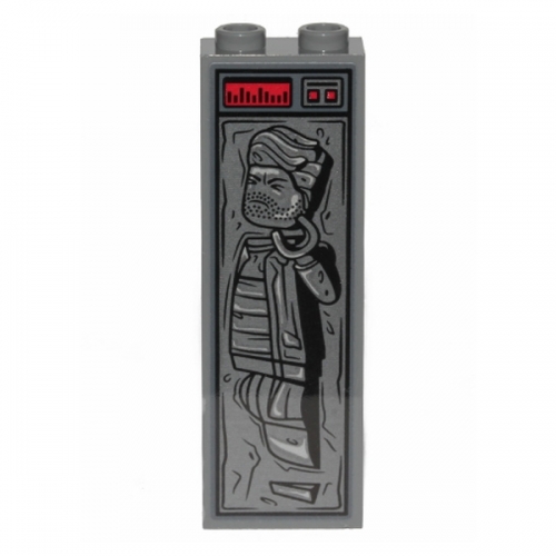 Brick 1 x 2 x 5 with Human in Carbonite with Red Buttons Pattern (Sticker)