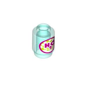 Brick, Round 1 x 1 with Magenta 'H2O' and Circle with Lime and White Checkered Pattern