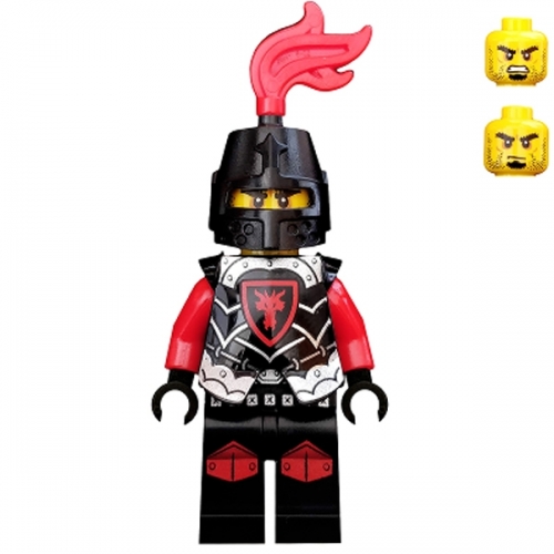 Castle - Dragon Knight Armor with Dragon Head, Helmet Closed, Red Plume, Black Bushy Eyebrows