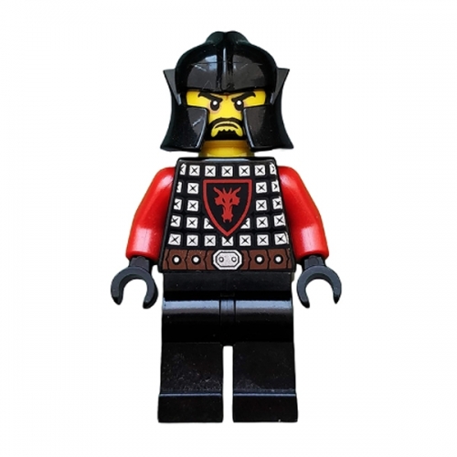 Castle - Dragon Knight Scale Mail with Dragon Shield, Cheek Protection Helmet, Black Beard