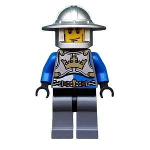 Castle - King's Knight Breastplate with Crown and Chain Belt, Helmet with Broad Brim, Cheek Lines