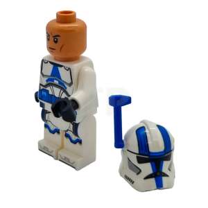 Clone Trooper Officer, 501st Legion (Phase 2) - White Arms, Blue Rangefinder, Nougat Head, Helmet with Holes