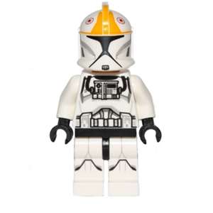 Clone Trooper Pilot (Phase 1) - Bright Light Orange Markings, Printed Legs, Scowl