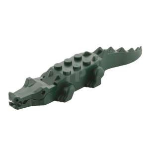 Dark Green Alligator / Crocodile with 8 Teeth