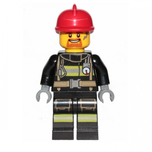 Fire - Reflective Stripes with Utility Belt, Red Fire Helmet, Goatee