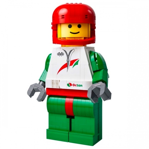 Grande minifigure di pilota da corsa
