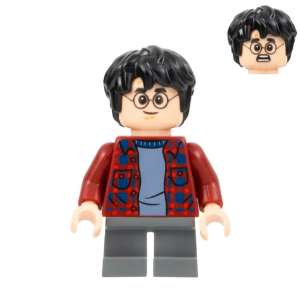 Harry Potter - Dark Red Plaid Flannel Shirt, Dark Bluish Gray Short Legs