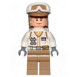 Hoth Rebel Trooper White Uniform, Dark Tan Legs, Backpack (Cheek Lines)