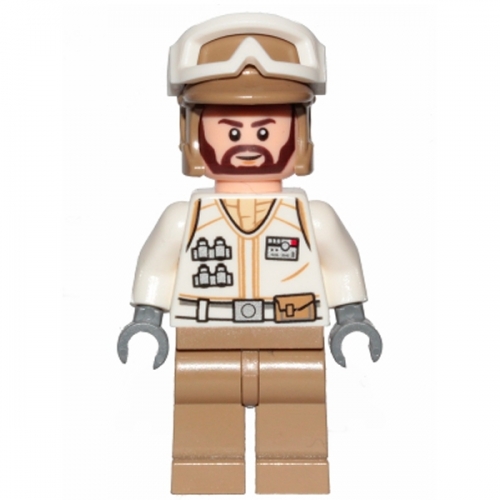 Hoth Rebel Trooper White Uniform, Dark Tan Legs (Brown Angular Beard)