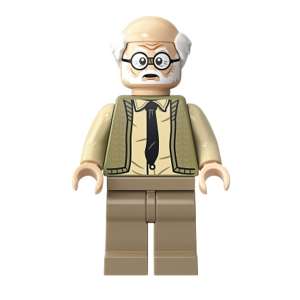 Ernie Prang, maglia verde oliva lavorata a maglia, mezza calva