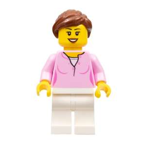 LEGOLAND Park Female with Reddish Brown Ponytail, Bright Pink Shirt, White Legs