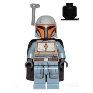 Mandalorian Tribe Warrior - Female, Black Cape, Light Bluish Gray Helmet with Antenna / Rangefinder