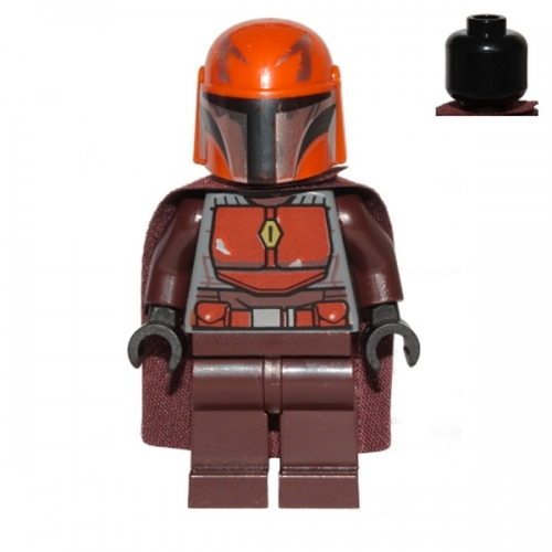 Mandalorian Tribe Warrior - Male, Dark Brown Cape, Dark Orange Helmet