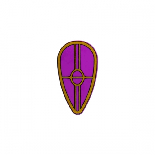 Minifigure, Shield Oval with Gold Border, Circle, and Lines Pattern