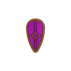 Minifigure, Shield Oval with Gold Border, Circle, and Lines Pattern
