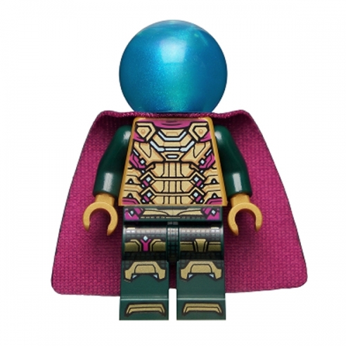 Mysterio - Magenta Trim, Dark Azure Head, Satin Trans-Light Blue Helmet, Single Hole Cape