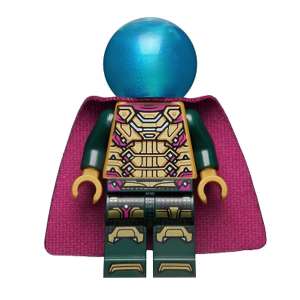 Mysterio - Magenta Trim, Dark Azure Head, Satin Trans-Light Blue Helmet, Single Hole Cape