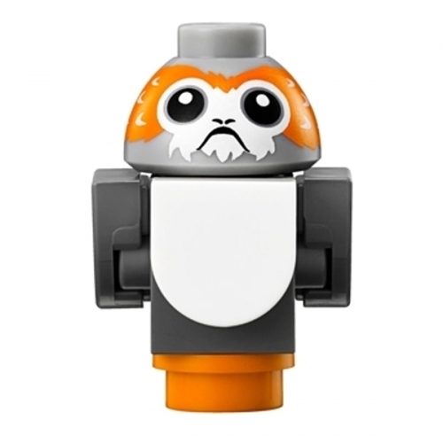 Porg, Star Wars with Dark Bluish Gray Body, Wings and Tail, V-Shaped between Eyes - Brick Built