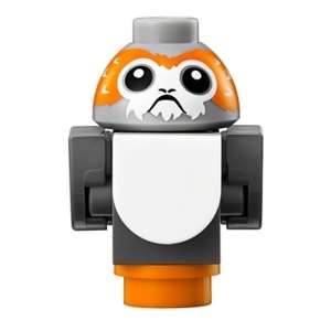 Porg, Star Wars with Dark Bluish Gray Body, Wings and Tail, V-Shaped between Eyes - Brick Built