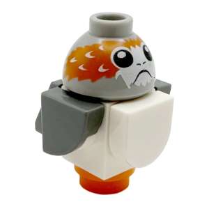 Porg, Star Wars with White Body, Dark Bluish Gray Wings and Tail - Brick Built