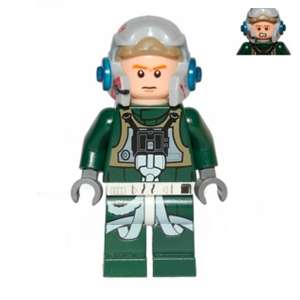 Rebel Pilot A-wing (Open Helmet, Dark Green Jumpsuit, Frown / Scared) (Arvel Crynyd)