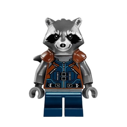 Rocket Raccoon - Dark Blue and Reddish Brown Outfit, Dark Bluish Gray Head