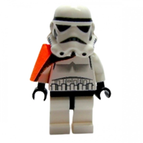 Sandtrooper - Orange Pauldron (Solid), No Survival Backpack, No Dirt Stains, Helmet with Dotted Mouth Pattern and Solid Black Head