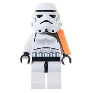 Sandtrooper - Orange Pauldron (Solid), Survival Backpack, No Dirt Stains, Helmet with Solid Mouth Pattern and Solid Yellow Head