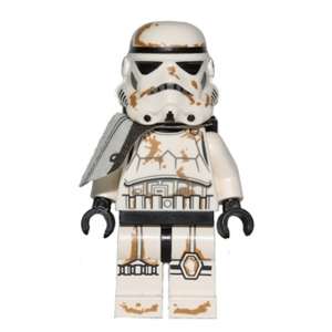 Sandtrooper - White Pauldron, Survival Backpack, Dirt Stains, Balaclava Head Print and Helmet with Dotted Mouth Pattern