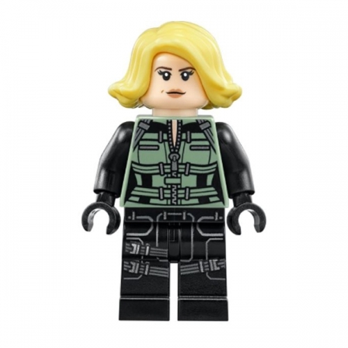 SH0494: Black Widow - Black Jumpsuit, Bright Light Yellow Short Hair