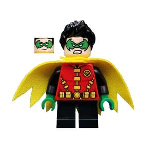 Robin - Maschera e mani verdi, gambe corte nere, mantello smerlato giallo