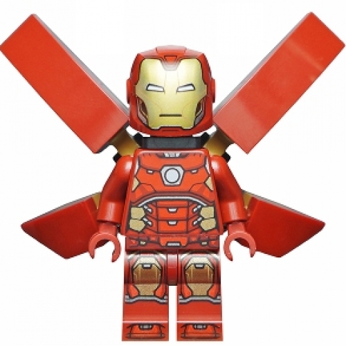 Iron Man con esagono d'argento sul petto, ali senza adesivi