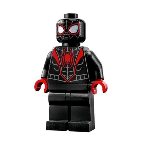 Spider-Man (Miles Morales) - Dark Bluish Gray Webbing on Head, Red Hands