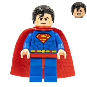 Superman - Blue Suit, Spongy Cape, Hair with Front Curl, Frown / Red Eyes
